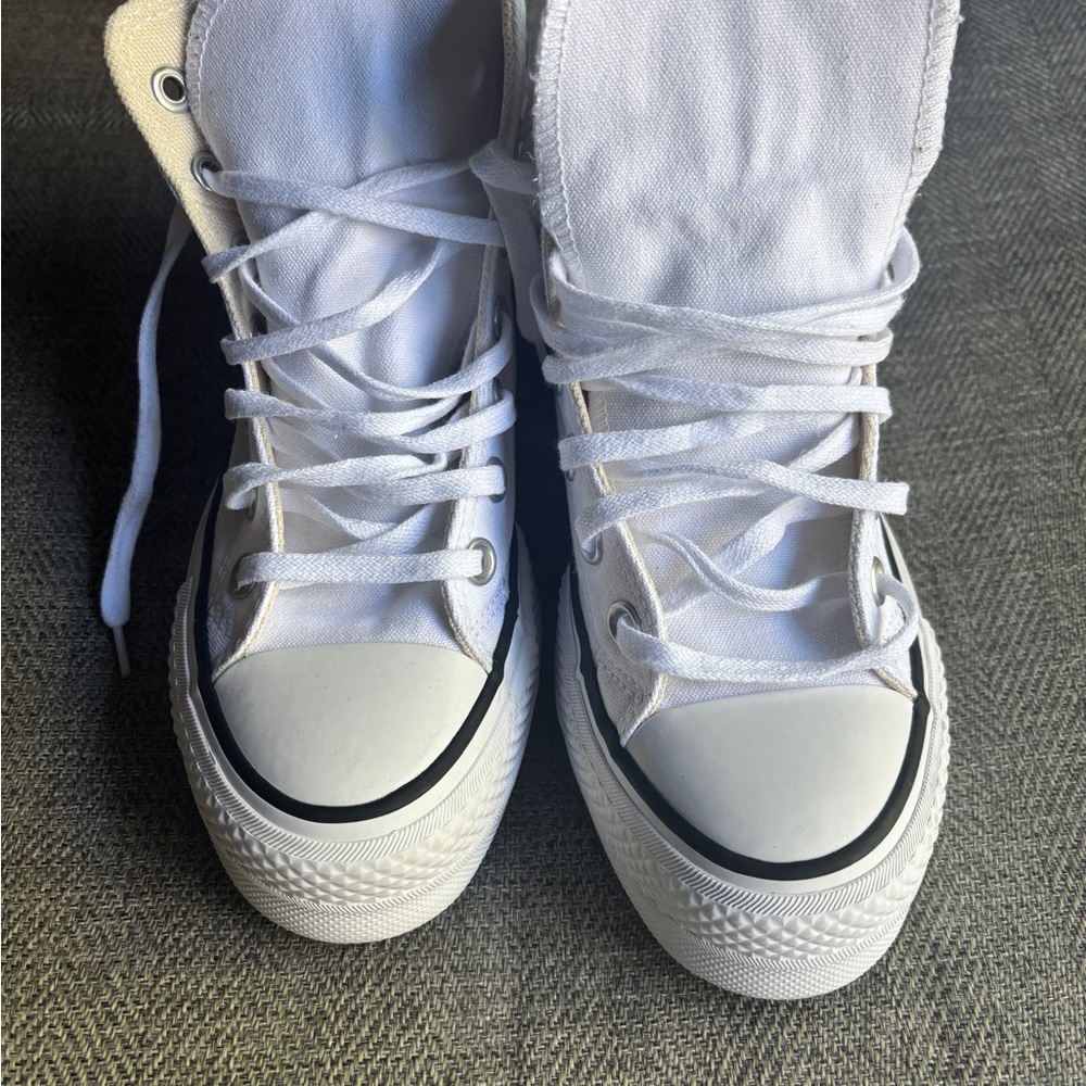 Converse White Canvas Platform High-Tops